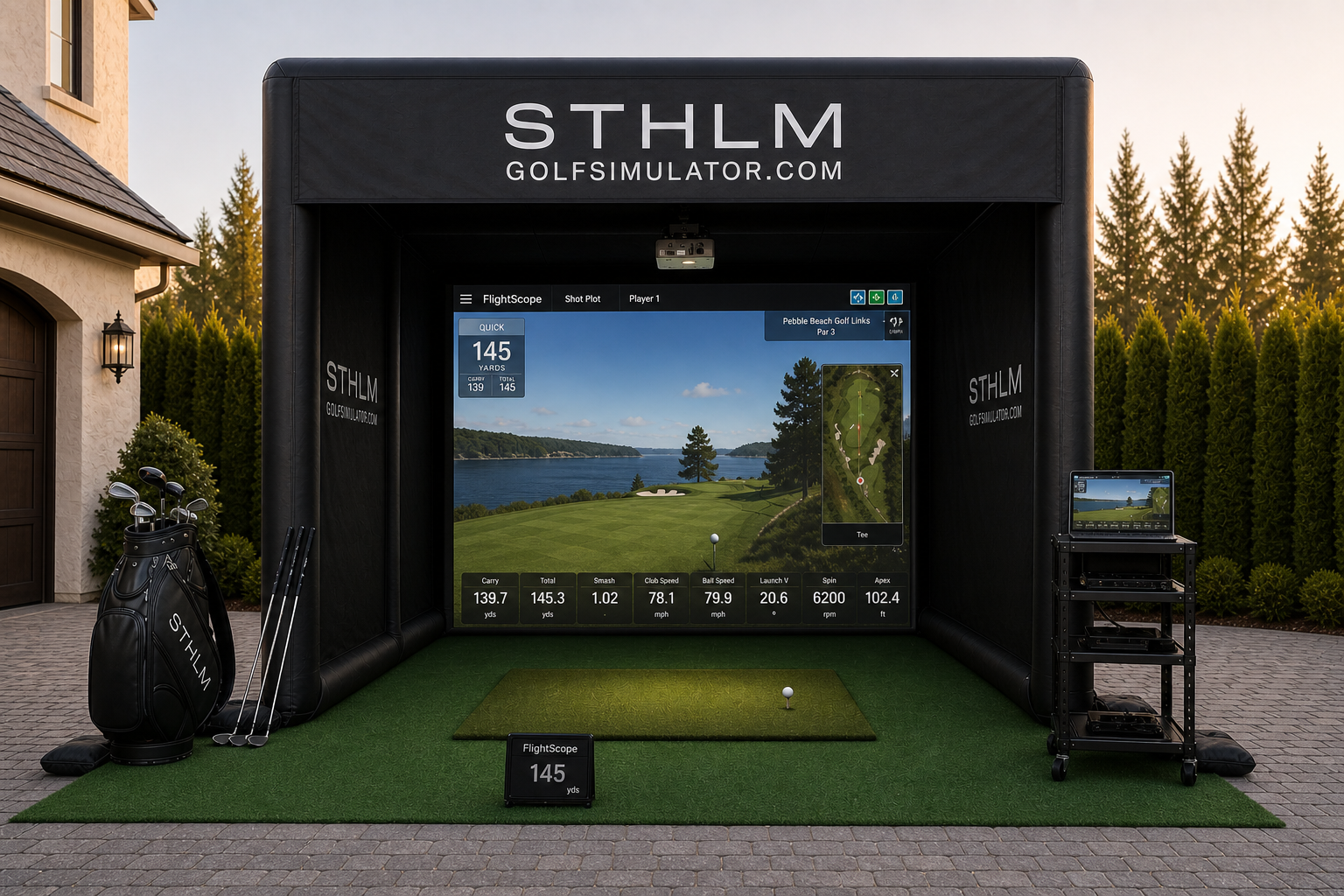 STHLM uppblåsbar golfsimulator framifrån